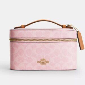 NEW Coach Cosmetic Case In Pink Signature Canvas NWT